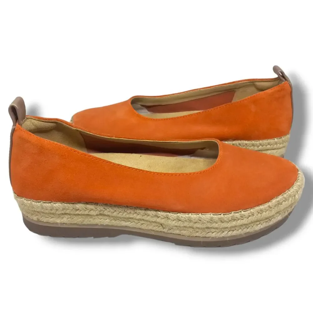 Naturalizer Suede Impress Espadrille Slip On-Size 7M-Orange-Comfort-PLS READ